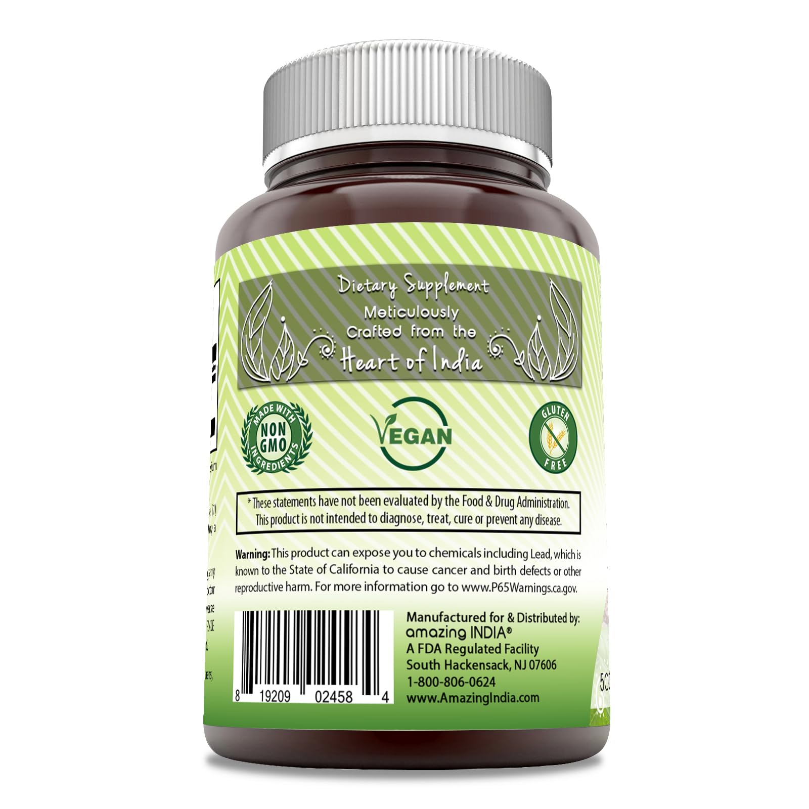 Amazing India Arjuna 500 Mg Supplement | Natural Arjuna Bark | Vegetarian Capsules | Non-GMO | Gluten-Free | Made in USA (1 Pack, 120 Count)