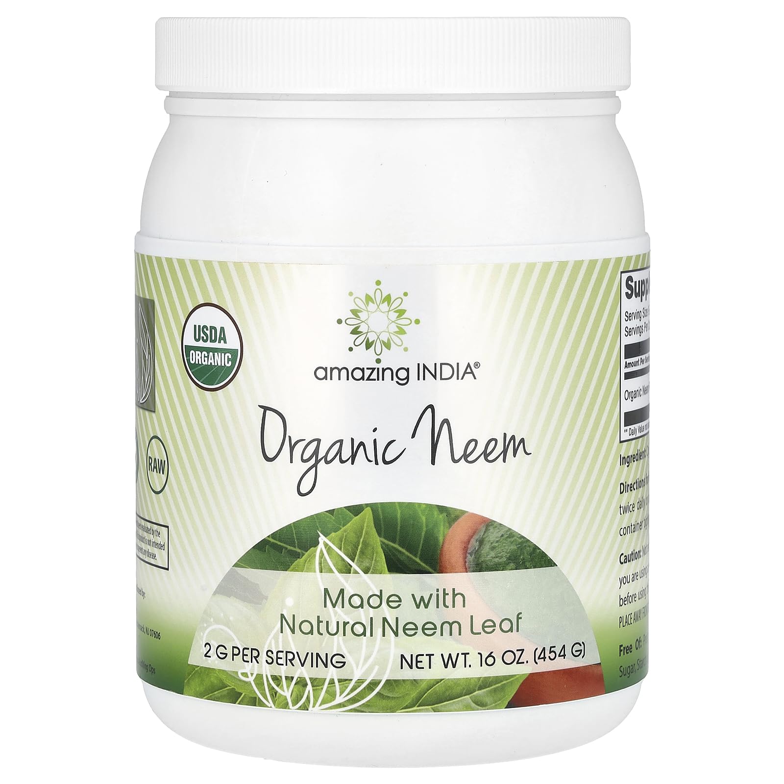 Amazing India Organic Neem Powder (16oz) - Blood Purification, Immunity & Skin Health | USDA Certified Organic, Non-GMO