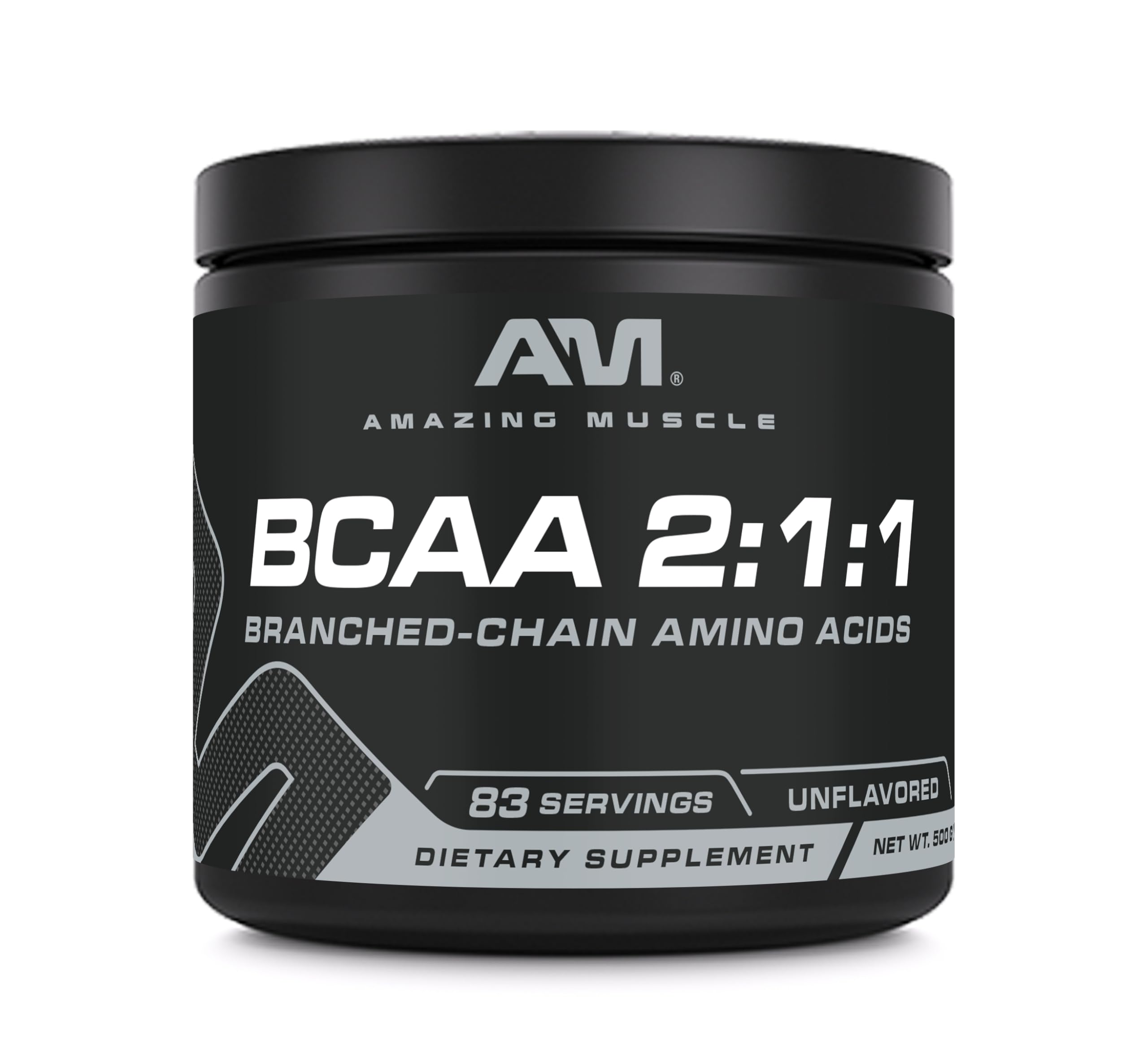 Amazing Muscle BCAA Amino Supplement | 2:1:1 BCAA Ratio | Unflavored | 500g | Non-GMO | Gluten-Free | Made in USA
