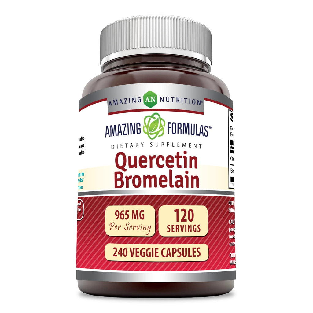 Amazing Nutrition Quercetin 800 Mg with Bromelain 165 Mg - 240 Veggie Caps | Non-GMO, Gluten Free, Made in USA