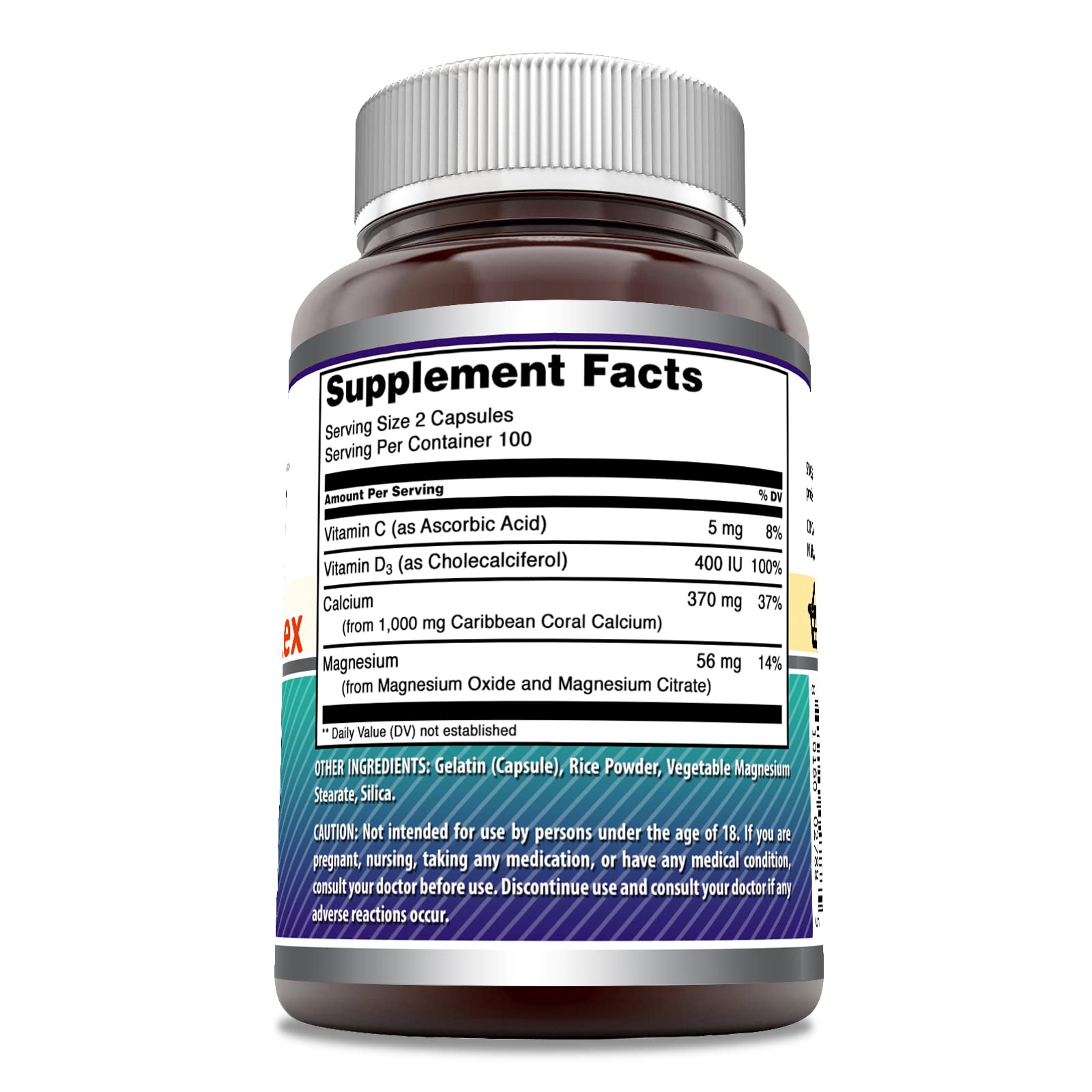 Amazing Formulas Coral Calcium Complex 1000 mg - 200 Capsules | Non-GMO, Gluten-Free, Made in USA (Pack of 2)