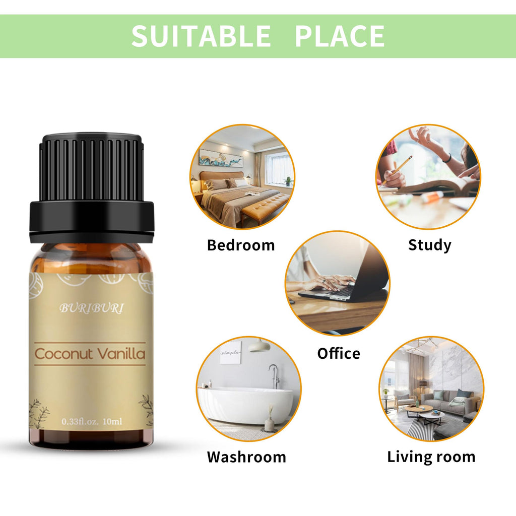 BURIBURI Coconut Vanilla Essential Oil 10ml | Premium Grade Scented Oil for Diffusers, Massage, Candles & Soap