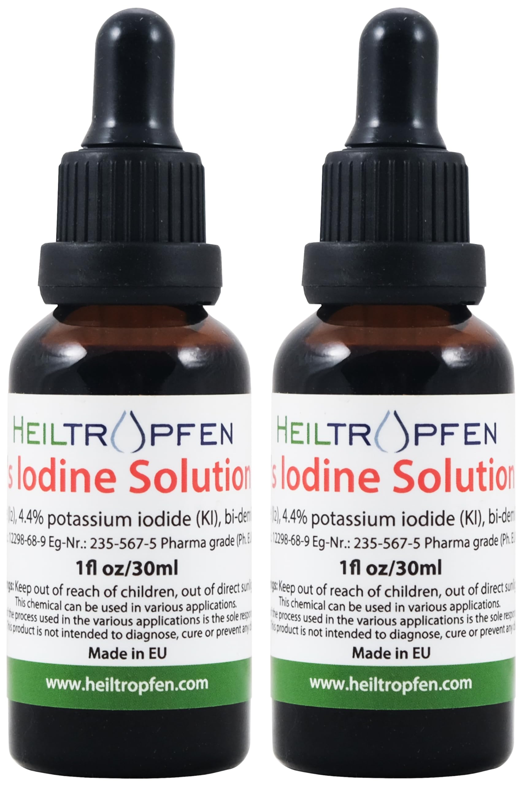 2X Lugol's Iodine Solution – 2x1 fl oz / 2x30 ml | Pharmaceutical Grade | Third-Party Tested | Heiltropfen
