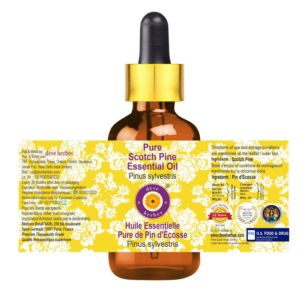 Deve Herbes Pure Scotch Pine Essential Oil (Pinus sylvestris) - Steam Distilled, 5ml with Glass Dropper