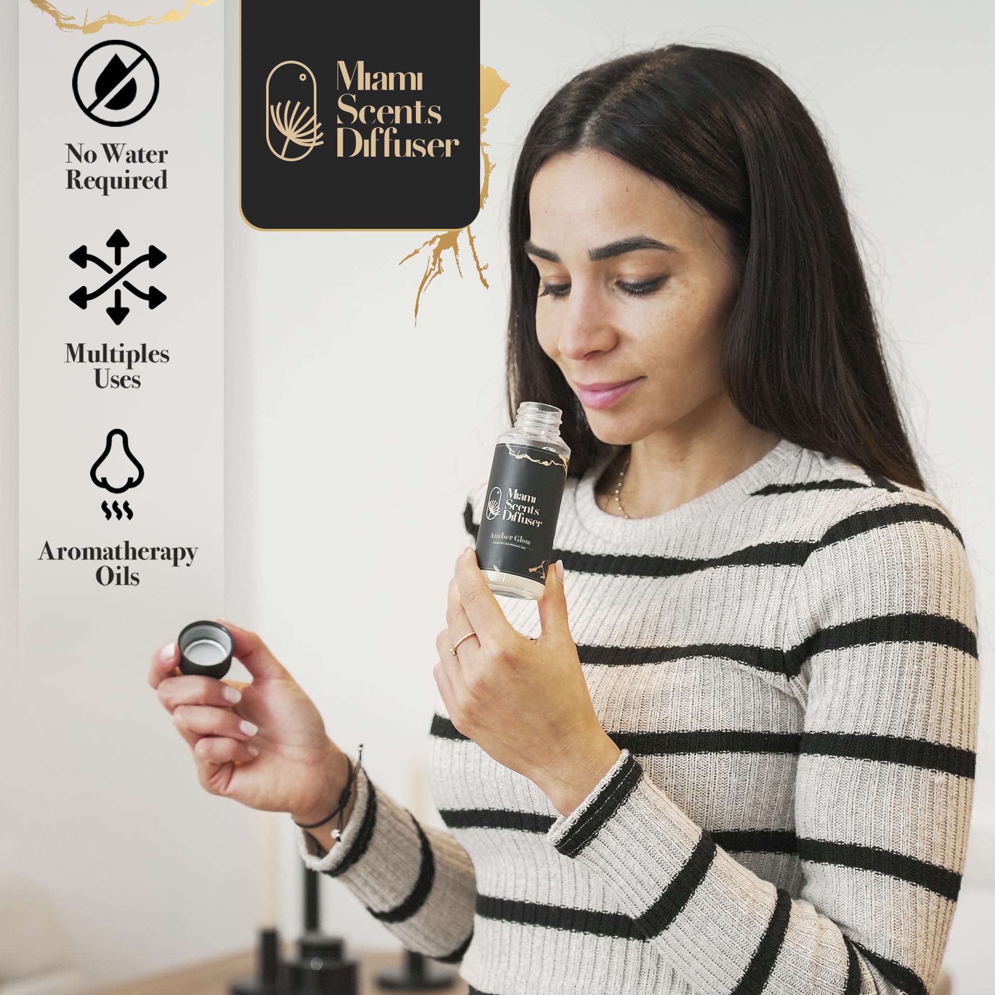 Amber Glow Baccarat Rouge-Inspired Diffuser Oil – Kalesma Mykonos-Inspired, 17 oz (120 ml) Bergamot Oud Sandalwood