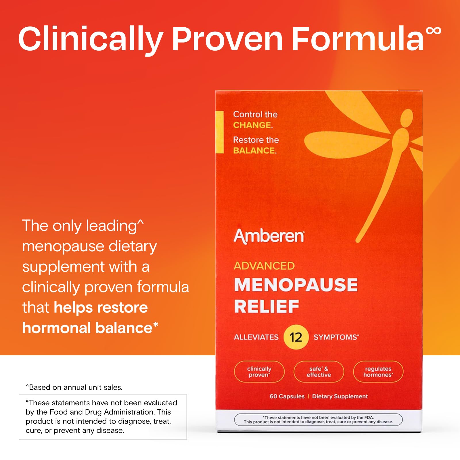 Amberen Menopause Supplement for Women – 180 Capsules – Clinically Proven 12-Symptom Relief