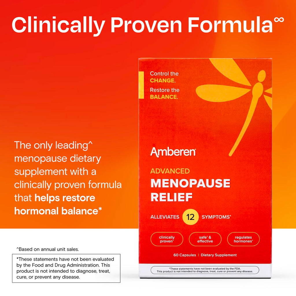Amberen Menopause Supplement for Women - 60 Capsules | Supports Hormone Balance & 12 Symptom Relief