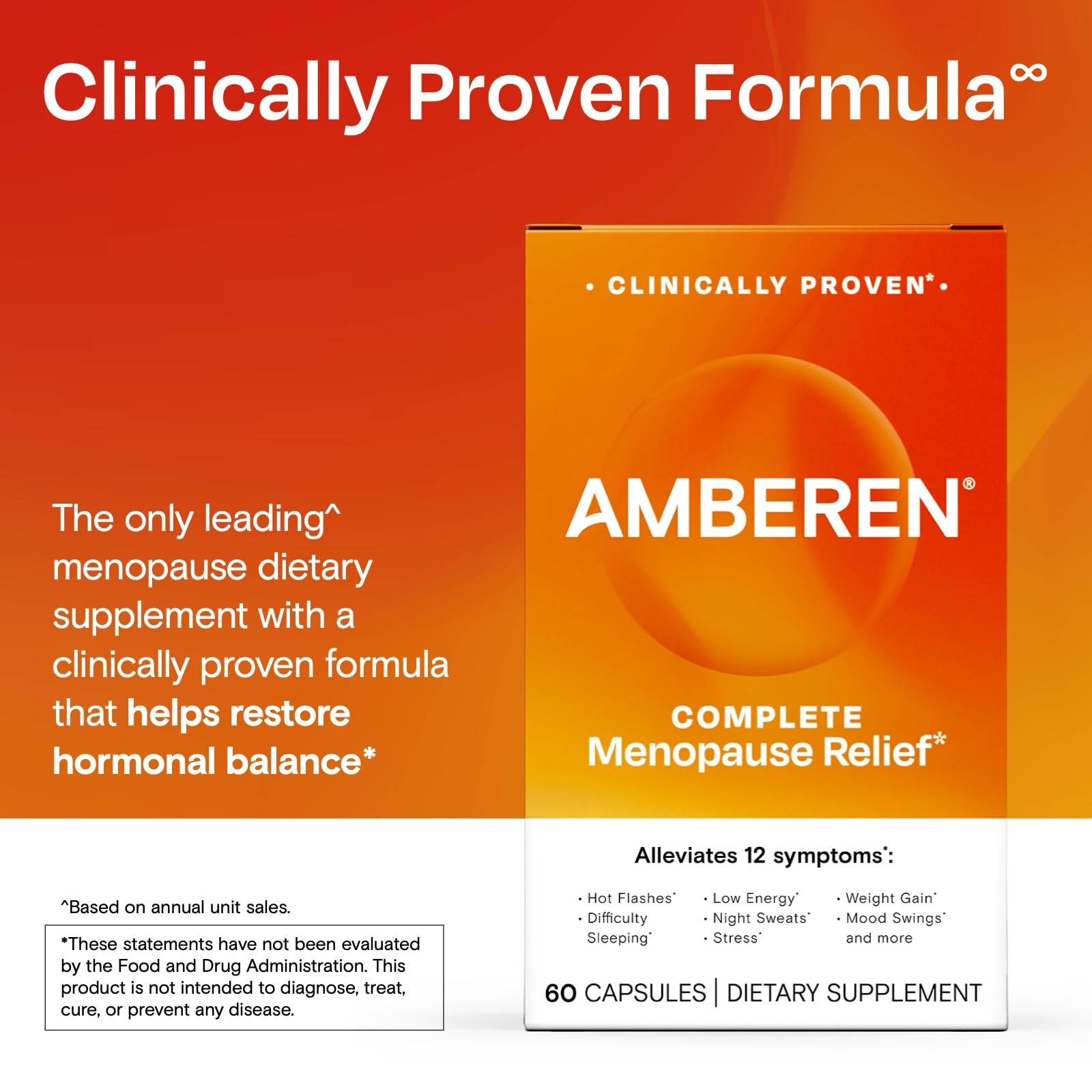 Amberen Menopause Supplement for Women - 60 Capsules | Supports Hormone Balance & 12 Symptom Relief