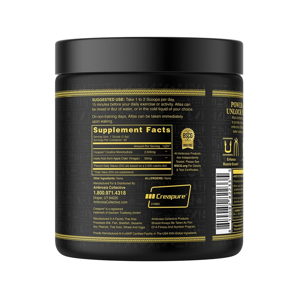 Ambrosia Atlas: Performance Creatine Creapure + Acetic Acid – 30 Servings