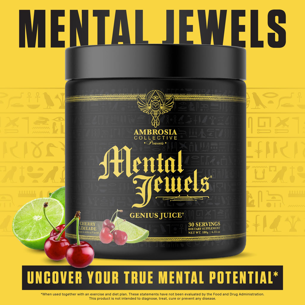 Ambrosia Mental Jewels Powder – Cognitive Enhancer, Cherry Limeade, 30 Servings