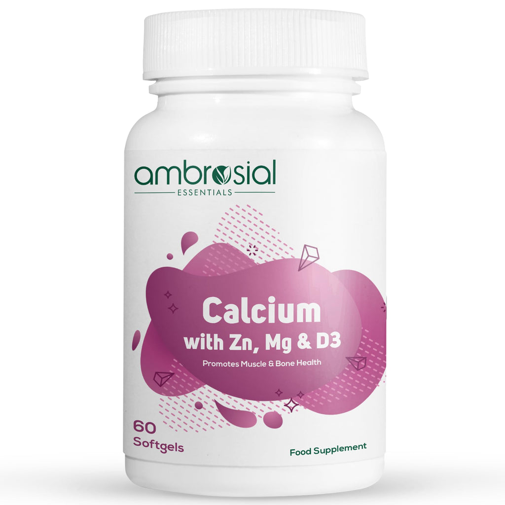 AMBROSIAL Calcium Magnesium Zinc with Vitamin D3 - Pack of 1 (60 Capsules)