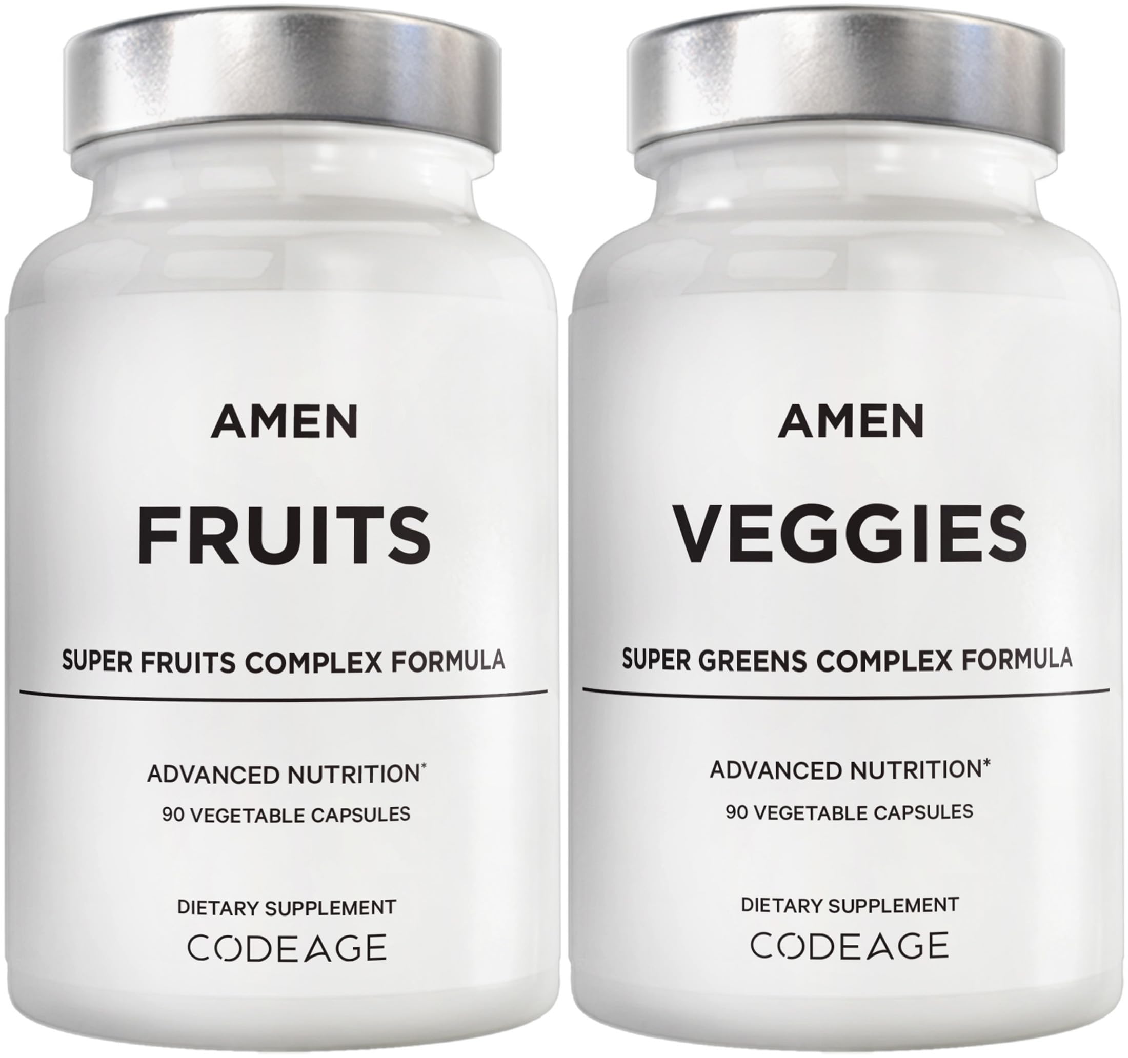 Amen Fruits + Veggies Vitamins Bundle | Raw Whole Food Multivitamin Capsules – Greens, Reds & Berries, Vegan, Non-GMO, 180 ct