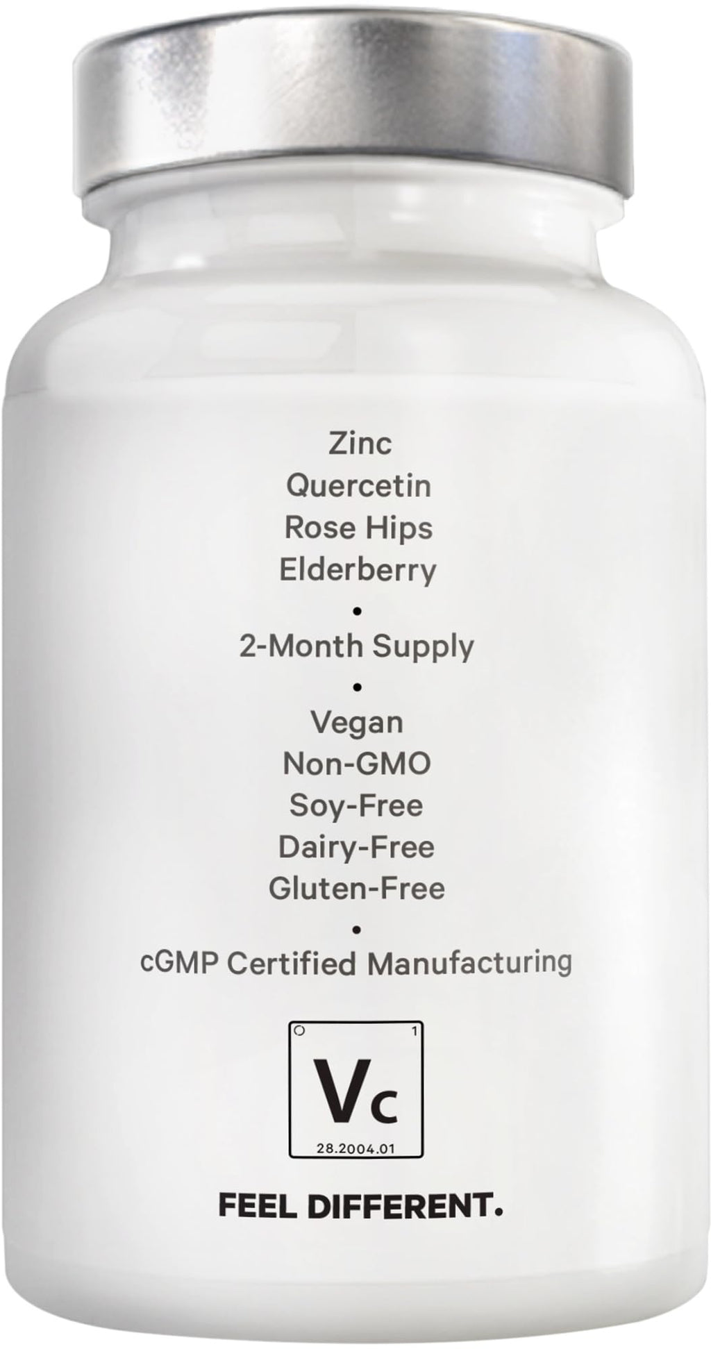 Amen Vitamin C+ with Zinc, Bioflavonoids, Quercetin, Rose Hips & Elderberry – Vegan, Non-GMO – 2 Months Supply (120 Capsules)