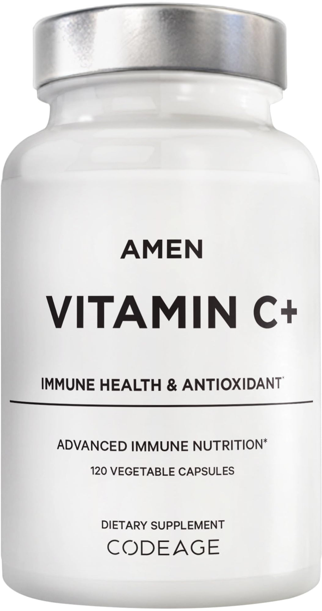 Amen Vitamin C+ with Zinc, Bioflavonoids, Quercetin, Rose Hips & Elderberry – Vegan, Non-GMO – 2 Months Supply (120 Capsules)