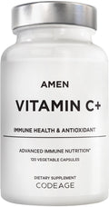 Amen Vitamin C+ with Zinc, Bioflavonoids, Quercetin, Rose Hips & Elderberry – Vegan, Non-GMO – 2 Months Supply (120 Capsules)