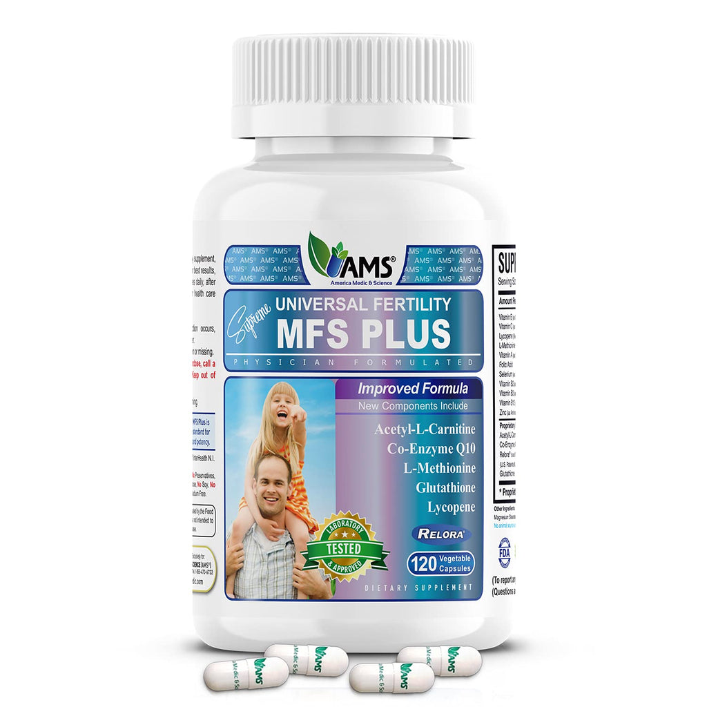 America Medic & Science MFS Plus Fertility Supplements for Men (120 Capsules) – Supports Sperm Motility & Count, Zinc & CoQ10