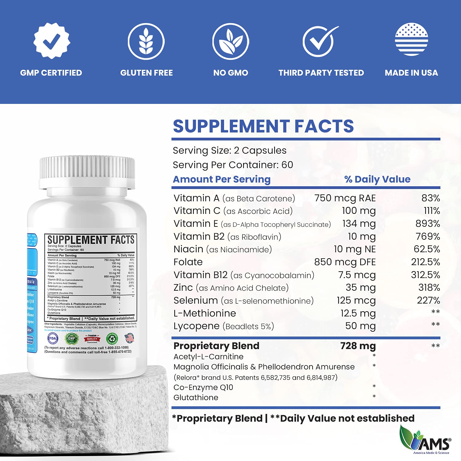 America Medic & Science MFS Plus Fertility Supplements for Men (120 Capsules) – Supports Sperm Motility & Count, Zinc & CoQ10