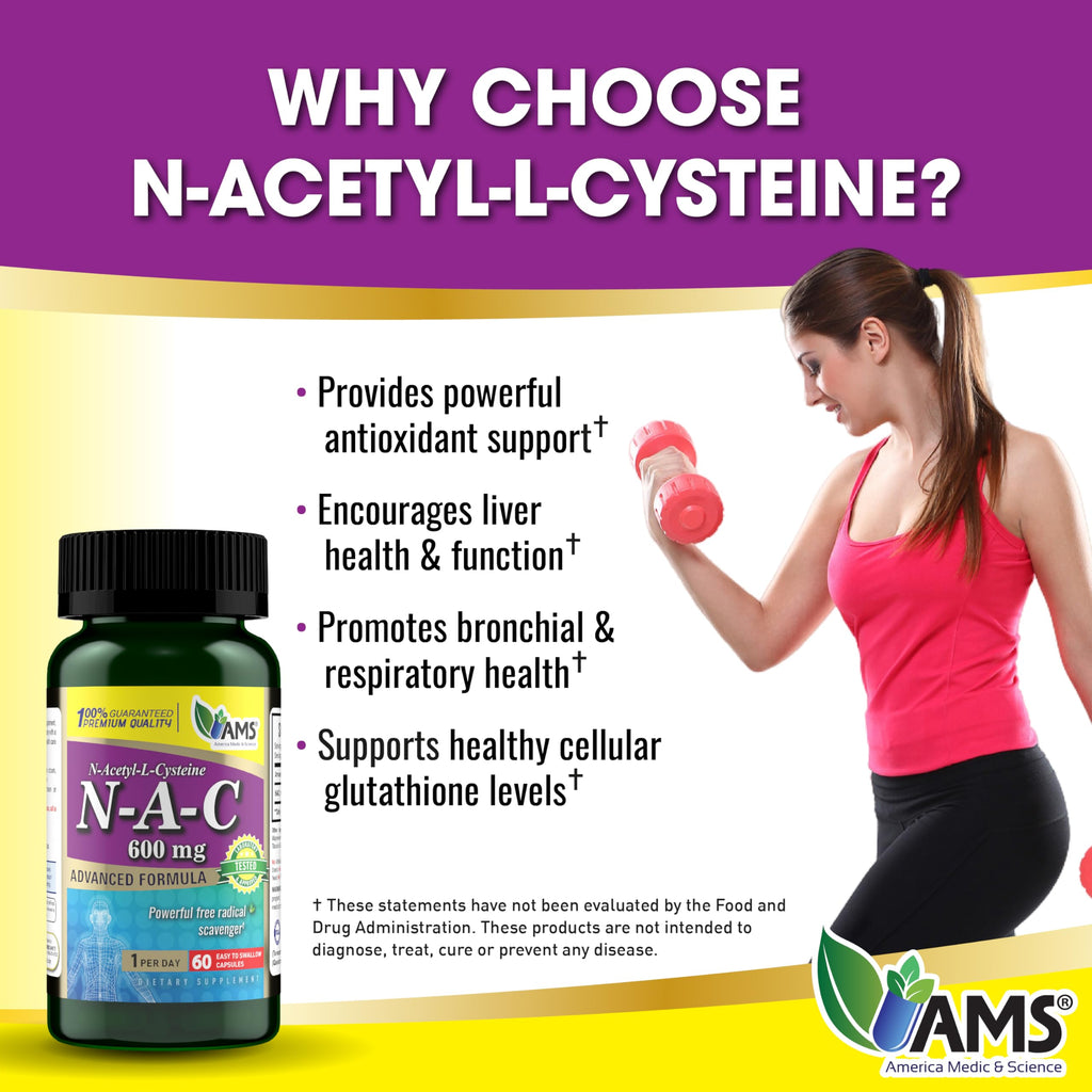 America Medic & Science NAC 600mg – NAC for Lung Health, Immune Support & Liver Health | 60 Capsules (Pack of 3)