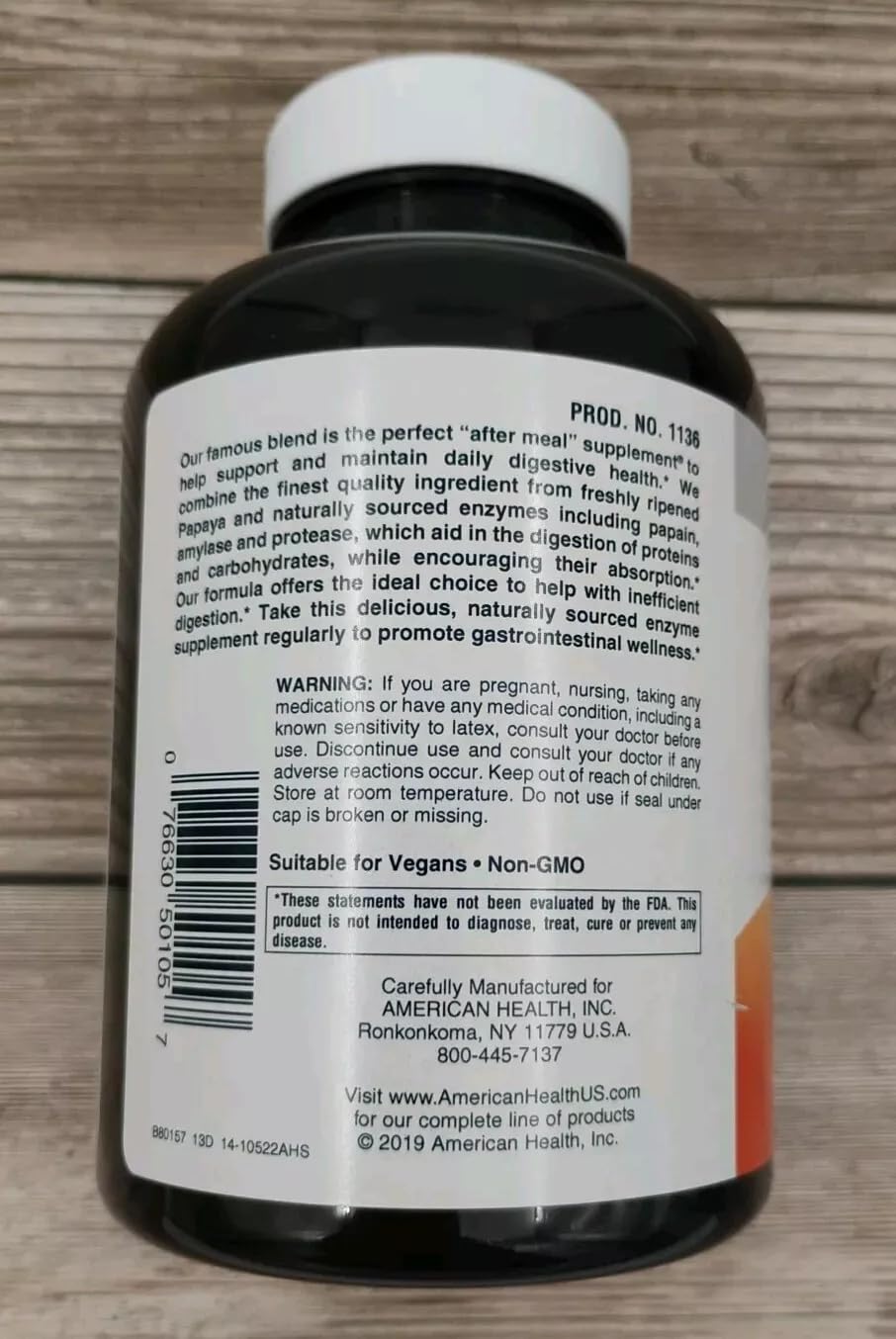 AMERICAN HEALTH Papaya Enzyme Original 600 CT – Digestive Support