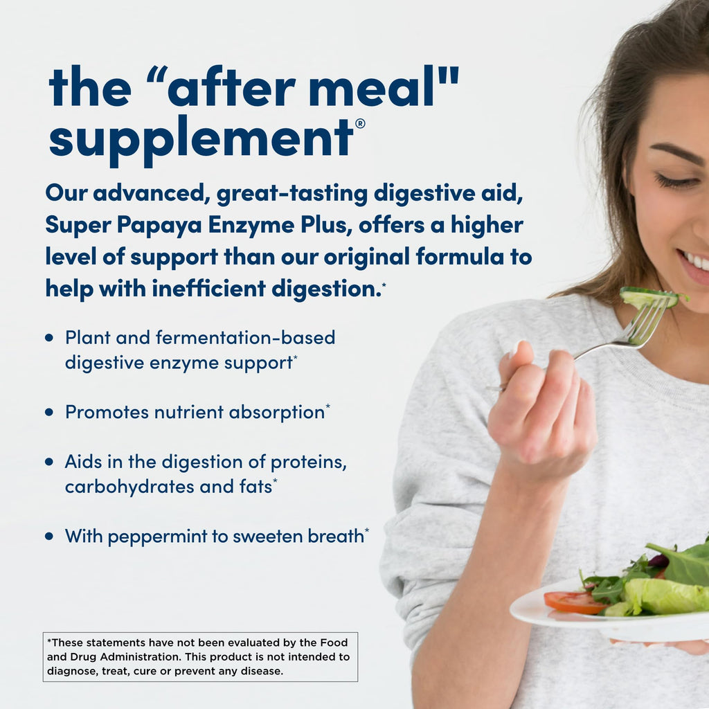 American Health Super Papaya Enzyme Plus - 360 Chewable Tablets, Pack of 2, After-Meal Digestive Support, Non-GMO, 240 Total Servings