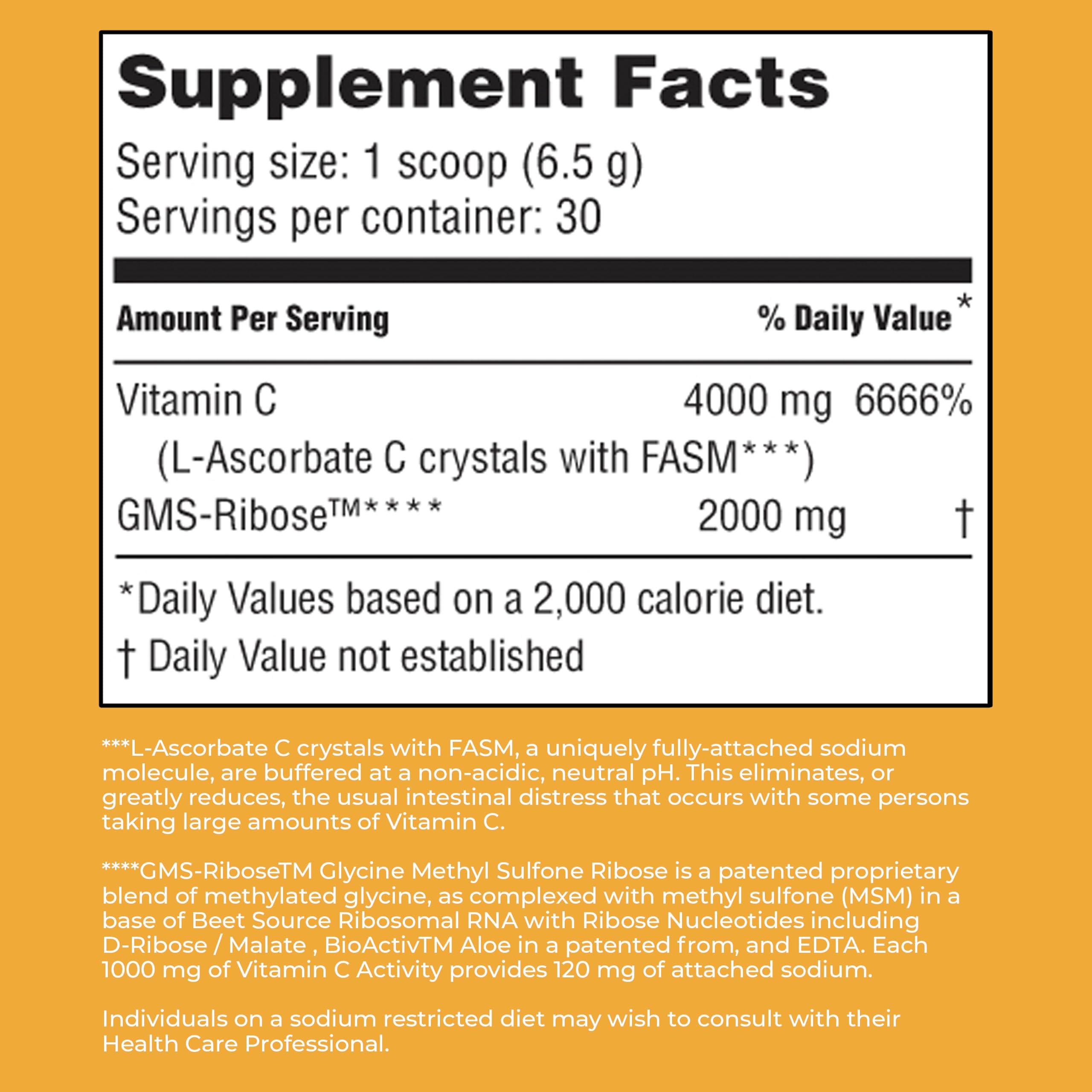 American Nutriceuticals Vitamin C Powder – Sugar-Free, Non-Acidic, 4000mg, pH-Neutral