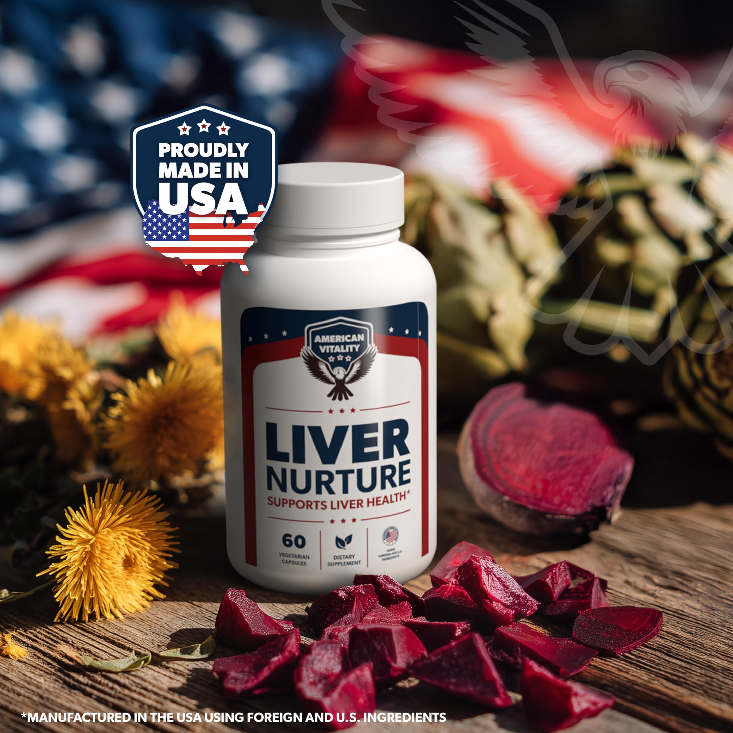 American Vitality Liver Nurture – Liver Support Supplement with Milk Thistle, Artichoke & Dandelion | 60 Capsules