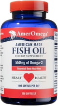 AmerOmega Triglyceride Omega-3 Fish Oil – Heart Health Support, Wild-Caught Alaskan Walleye Pollock, 120 Softgels