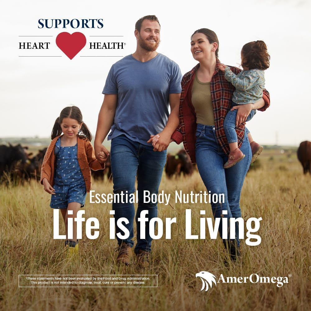 AmerOmega Triglyceride Omega-3 Fish Oil – Heart Health Support, Wild-Caught Alaskan Walleye Pollock, 120 Softgels