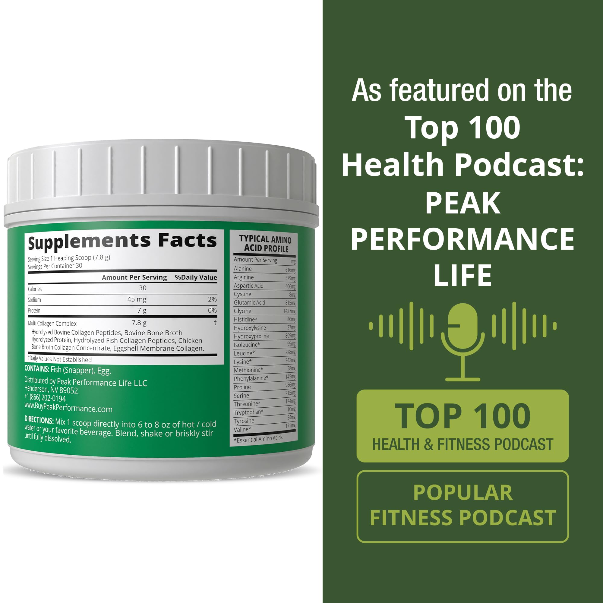 Peak Performance All 5 Multi-Collagen Powder – Types I, II, III, V, X | Keto & Paleo