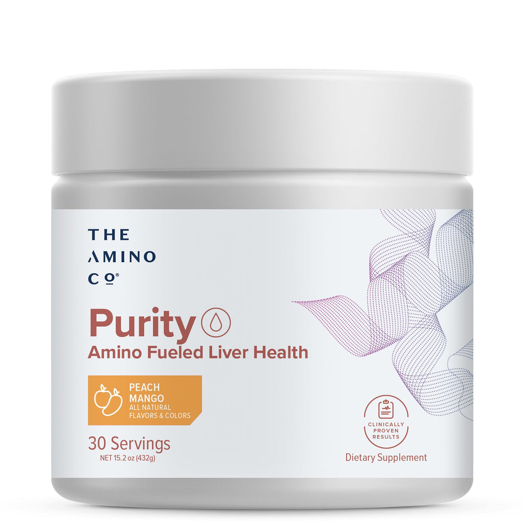 The Amino CO. Purity – Liver Support Supplement with Essential Amino Acids for Liver Detox Cleanse – Boost Liver Health for Optimal Liver Support – Peach Mango, 30 Servings