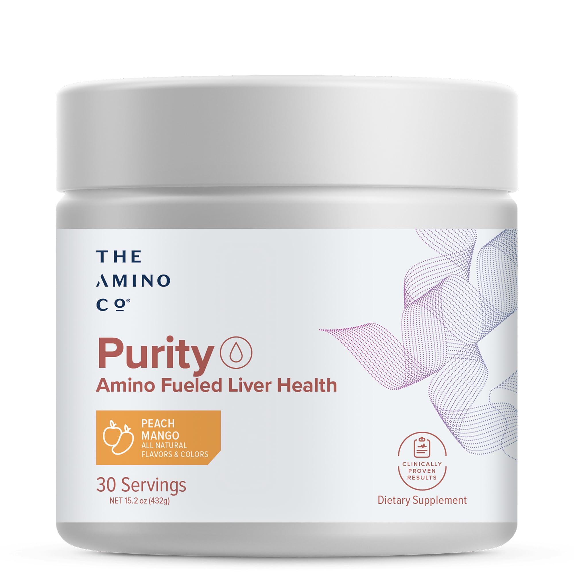 The Amino CO. Purity – Liver Support Supplement with Essential Amino Acids for Liver Detox Cleanse – Boost Liver Health for Optimal Liver Support – Peach Mango, 30 Servings