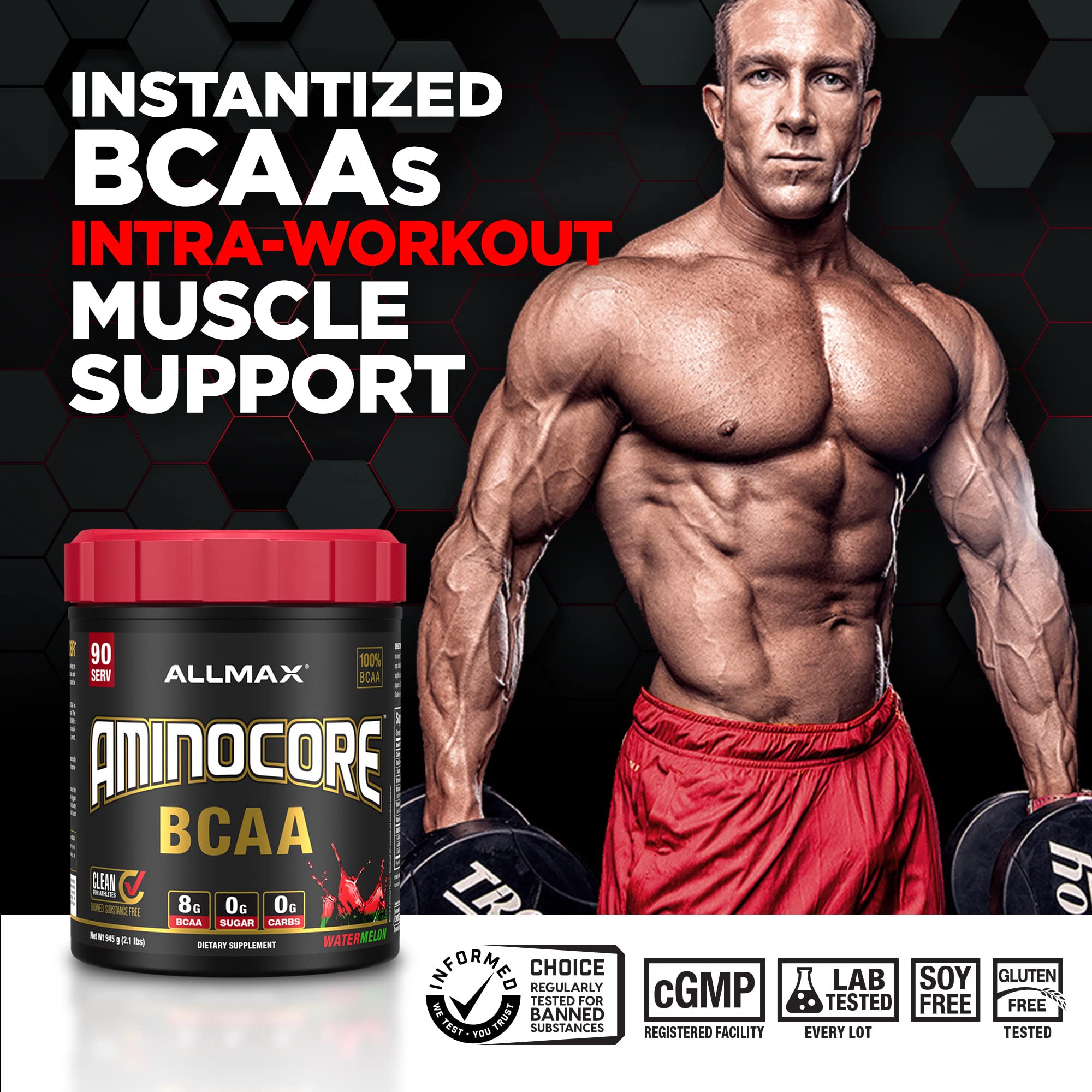 ALLMAX Nutrition AMINOCORE BCAA Powder - 315 g, Fruit Punch | Intra & Post-Workout Recovery