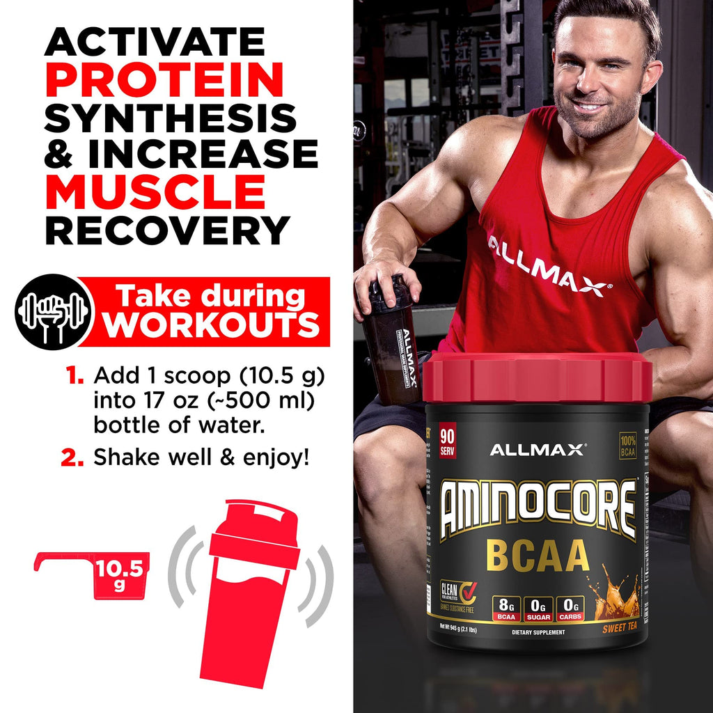 ALLMAX Nutrition AMINOCORE BCAA Powder - 315 g, Fruit Punch | Intra & Post-Workout Recovery