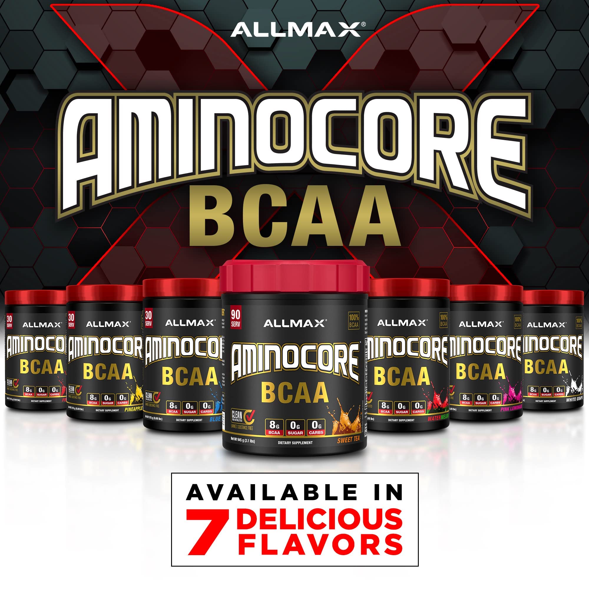 ALLMAX Nutrition AMINOCORE BCAA Powder – 8.18 g Amino Acids, Intra & Post-Workout Recovery, Gluten Free, White Grape, 315 g