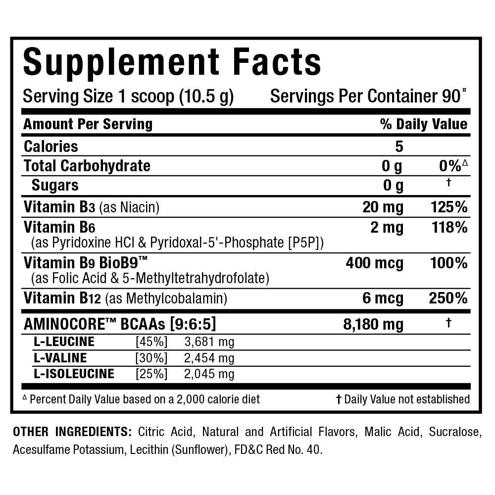 ALLMAX AMINOCORE BCAA Powder – Watermelon, 8,180 mg BCAAs, 945 g