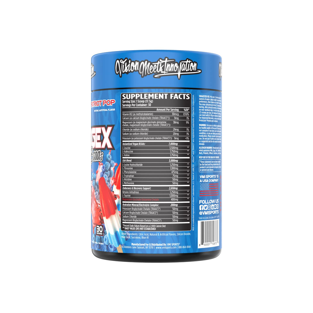 VMI Sports Aminogex Ultra BCAA Powder with Betaine & Glutamine – Patriot Pop (30 Servings)