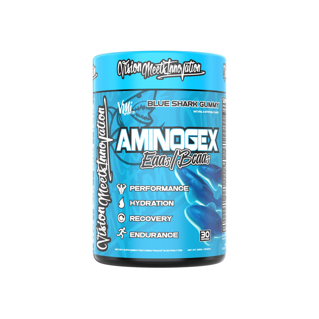 Aminogex Ultra by VMI Sports | EAA + BCAA Powder | Hydration & Recovery with Electrolytes, Betaine & Glutamine | 30 Servings | Blue Shark Gummy