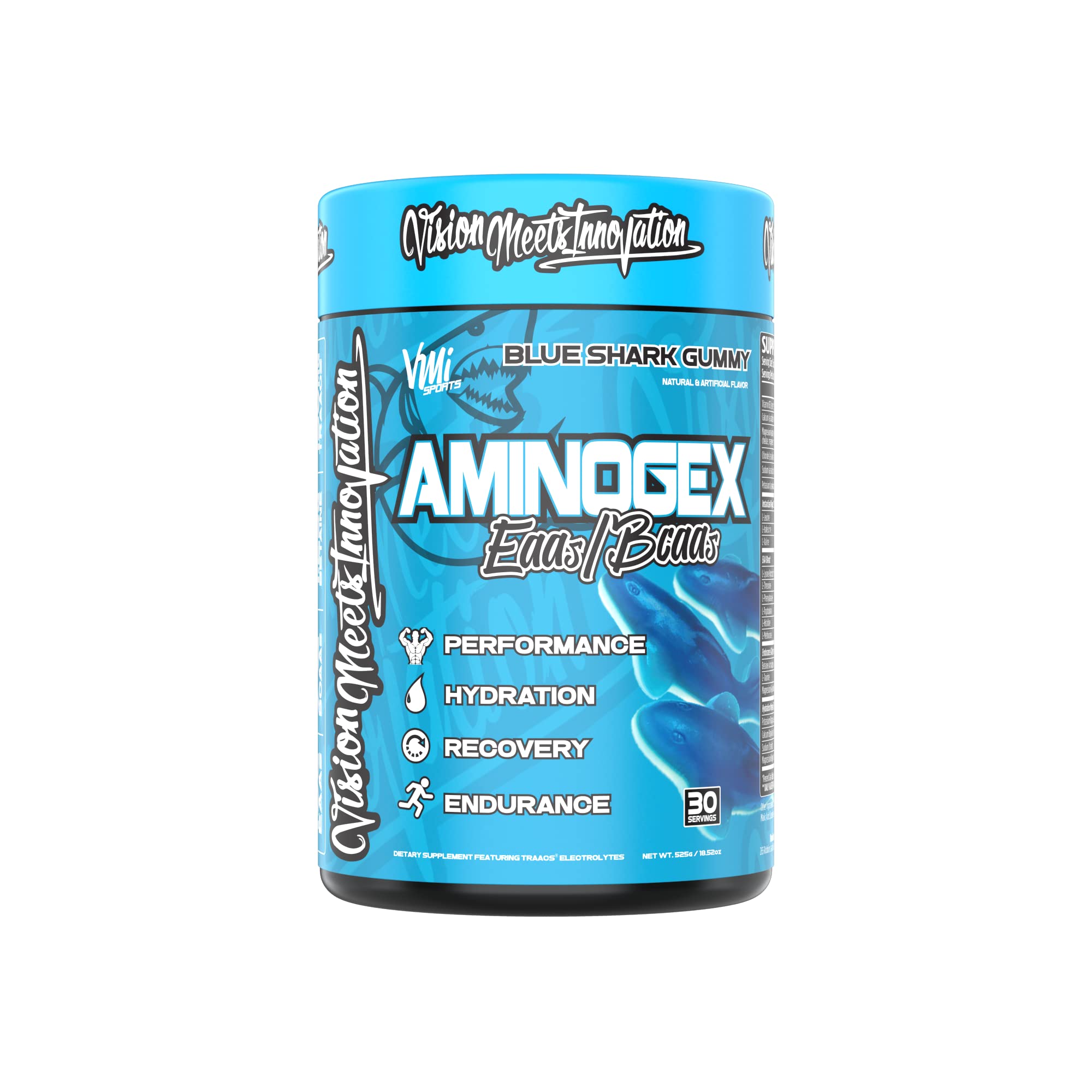 Aminogex Ultra by VMI Sports | EAA + BCAA Powder | Hydration & Recovery with Electrolytes, Betaine & Glutamine | 30 Servings | Blue Shark Gummy