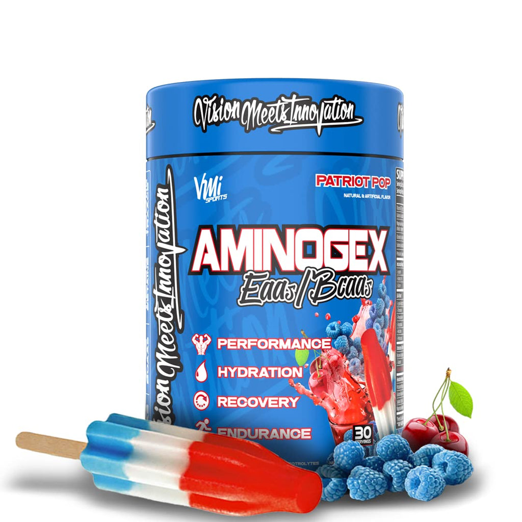 VMI Sports Aminogex Ultra BCAA Powder with Betaine & Glutamine – Patriot Pop (30 Servings)