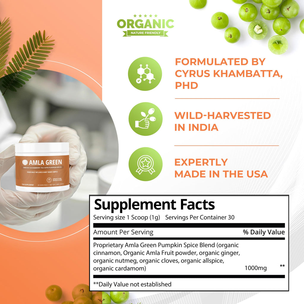 Amla Green 20x Concentrated Amla Powder with Pumpkin Spice – 90 Servings