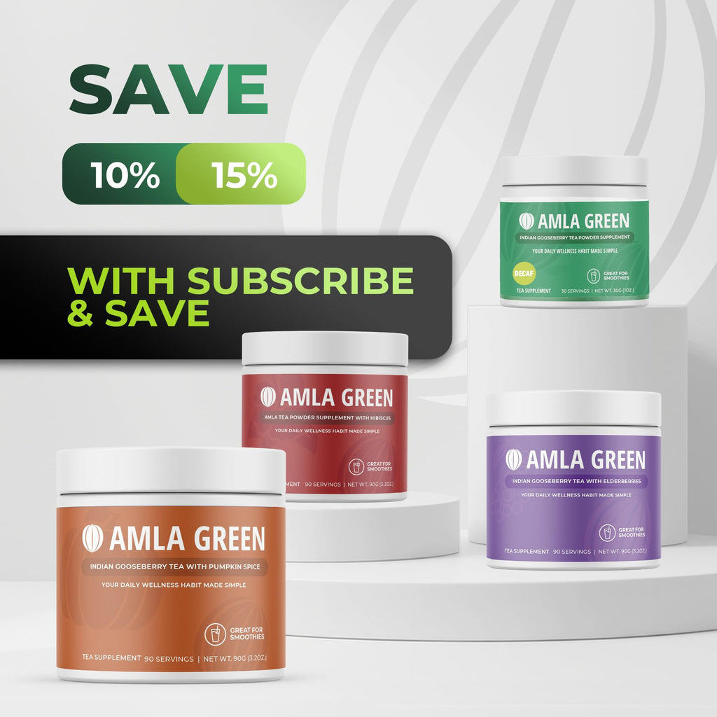 Amla Green: 20x Concentrated Amla Powder + Decaf Green Tea | Organic, Vegan, 90 Servings