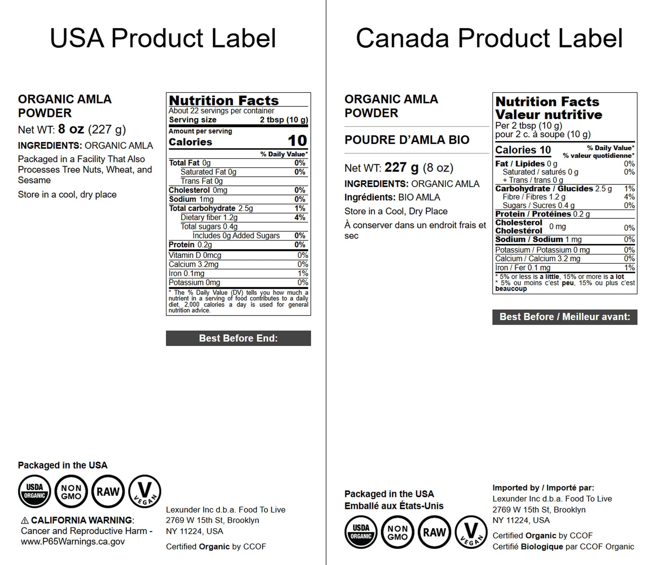 Food to Live Organic Amla Powder (Amalaki) – 8 oz, Non-GMO, Raw, Vegan