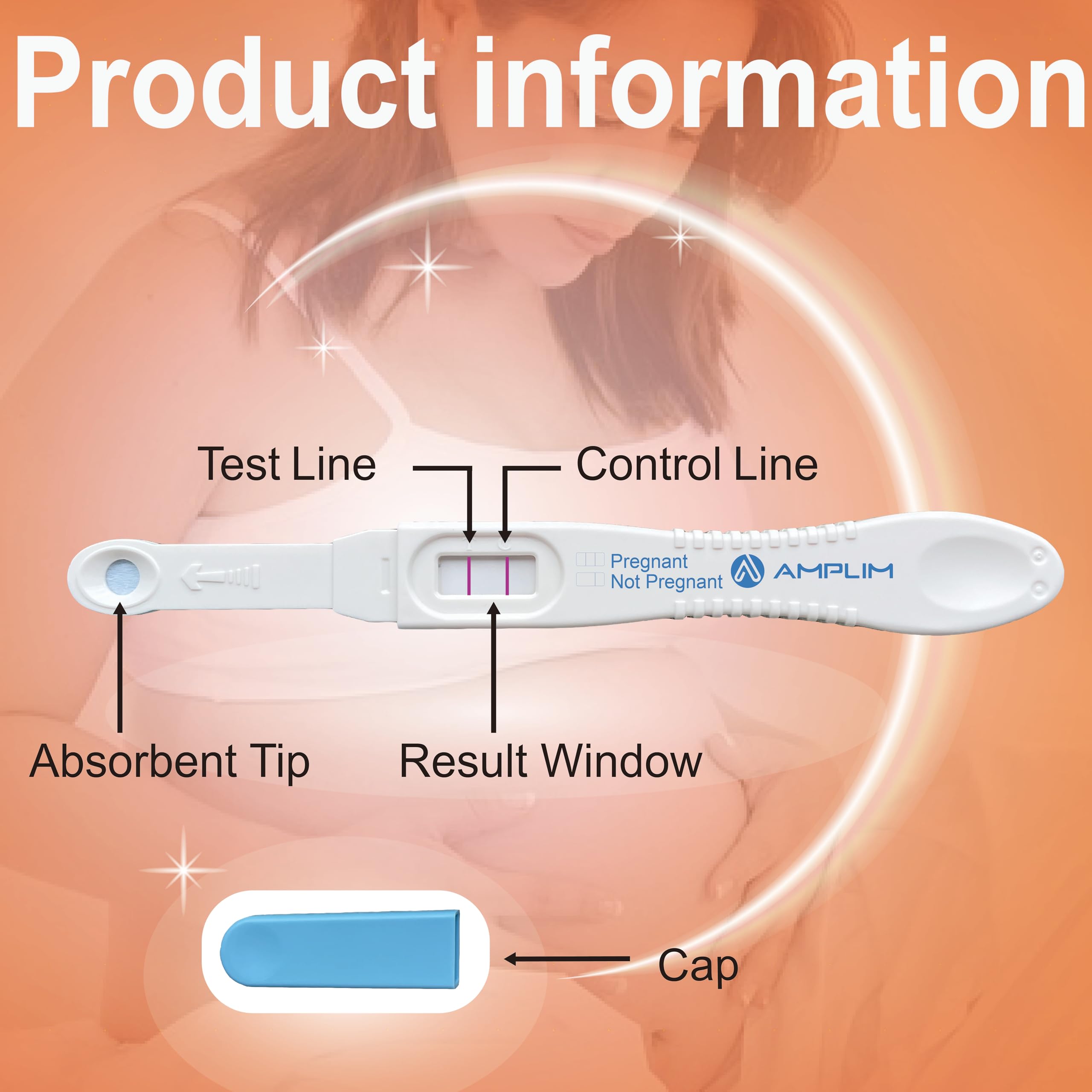Amplim HCG Early Detection Pregnancy Test – Bulk 10-Pack, 6 Days Sooner, 10 MIU/mL, Midstream