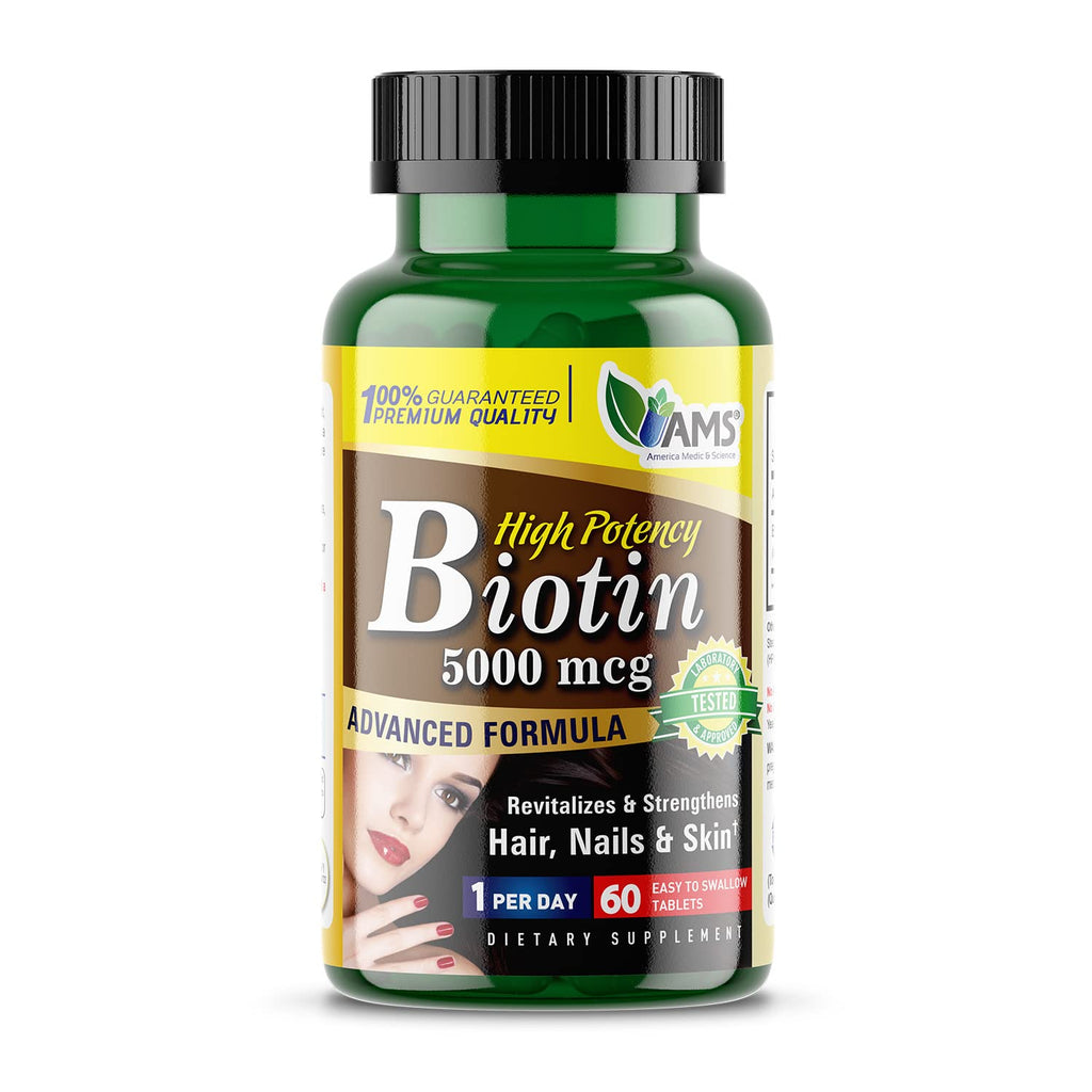 America Medic & Science Biotin 5,000 mcg | Hair Growth, Skin & Nails | Vitamin B7