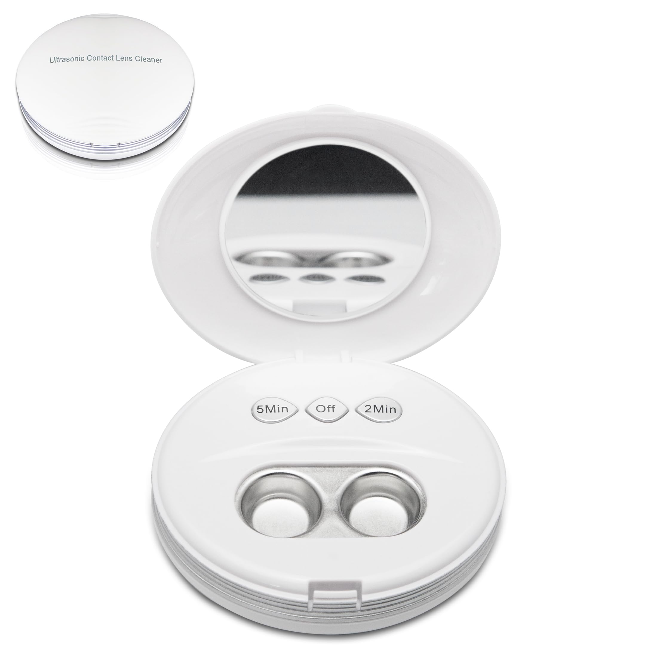 AMTAST Ultrasonic Contact Lens Cleaner – Rechargeable with Vanity Mirror