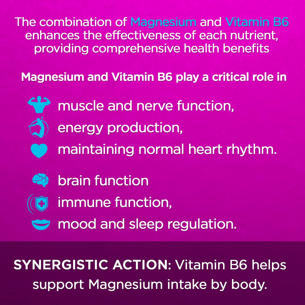 Amvilab Magnesium & Vitamin B6 – Muscle & Brain Support | 100 Tablets