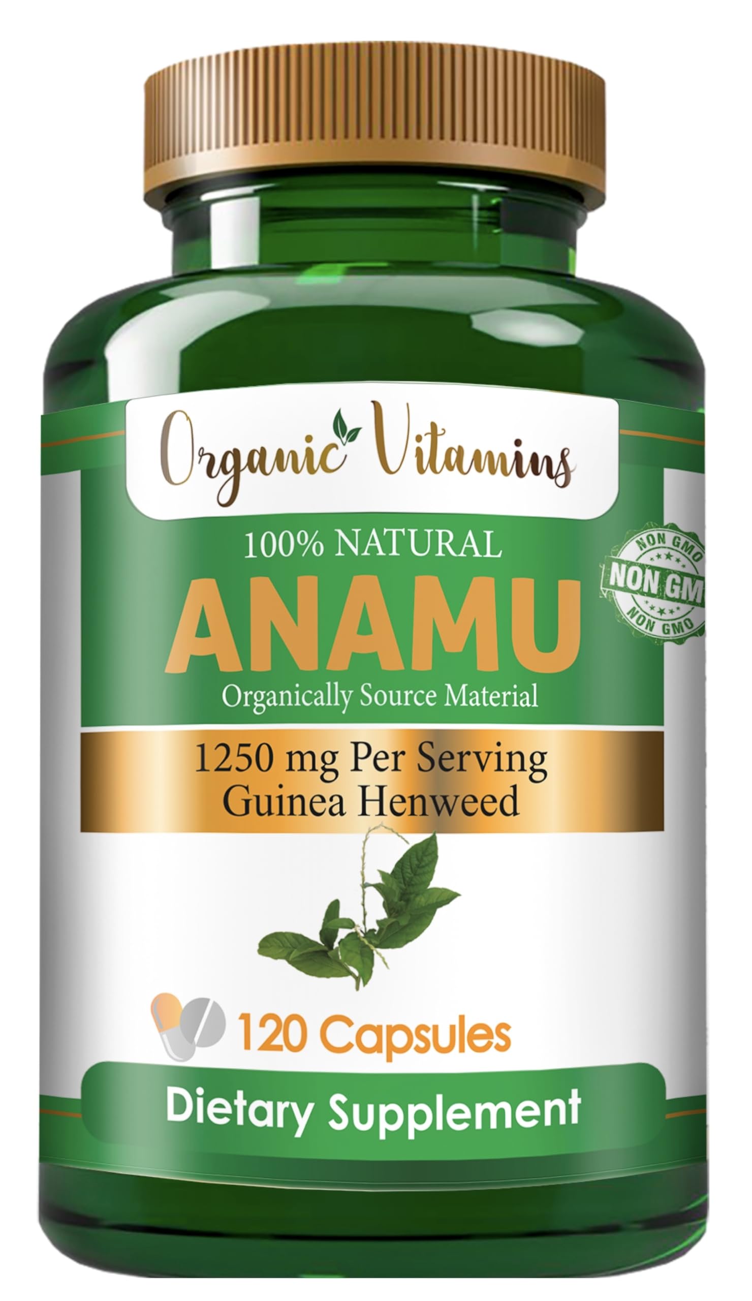 Organic Anamu 1250mg Supplement – 240 Capsules | Vitamisan (Petiveria alliacea)