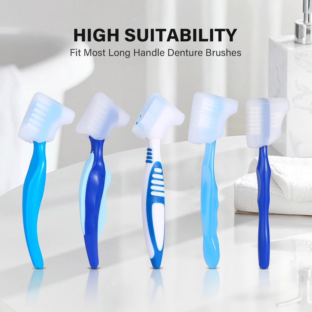 Anbbas 2pcs Silicone Denture Brush Cover Fit Most Denture Toothbrushes
