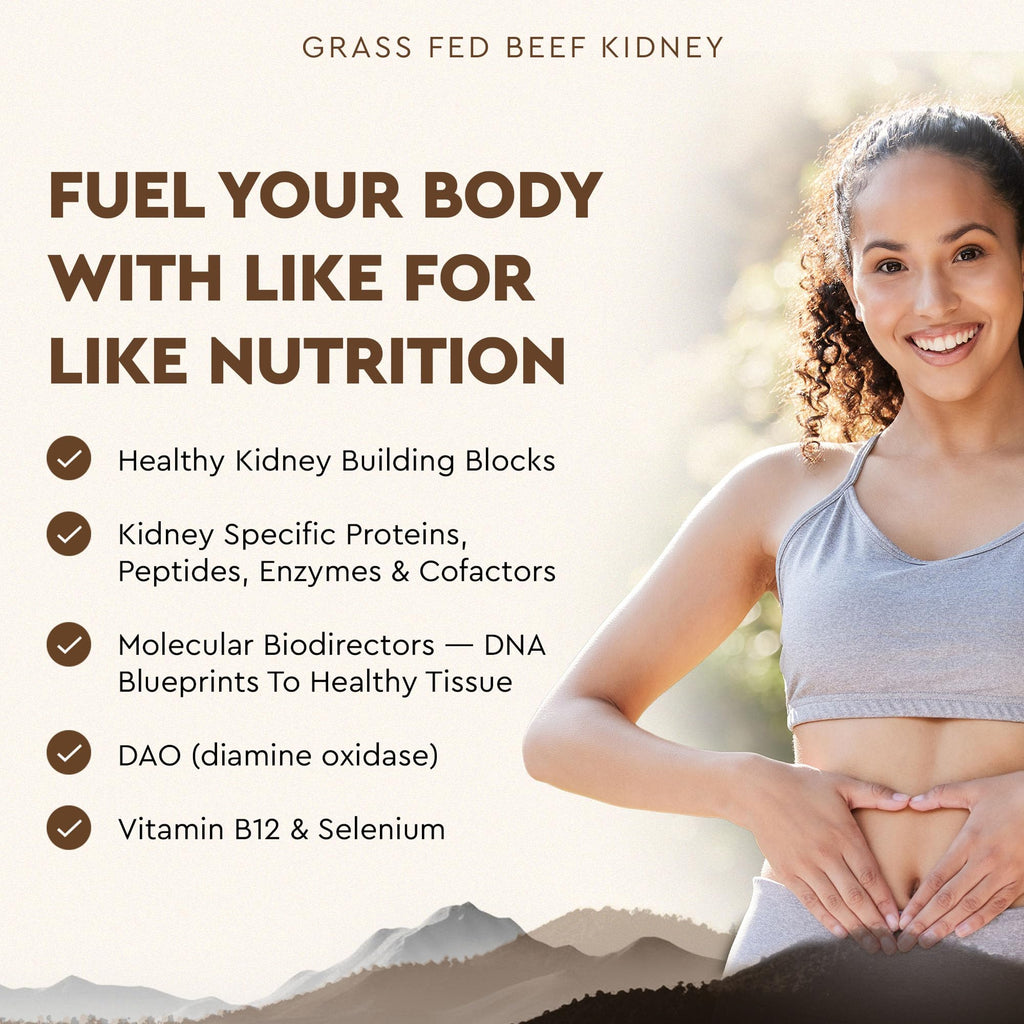 Ancestral Supplements Grass Fed Beef Kidney – 3000mg DAO Enzyme, Kidney & Histamine Support, Selenium & B12, 180 Capsules
