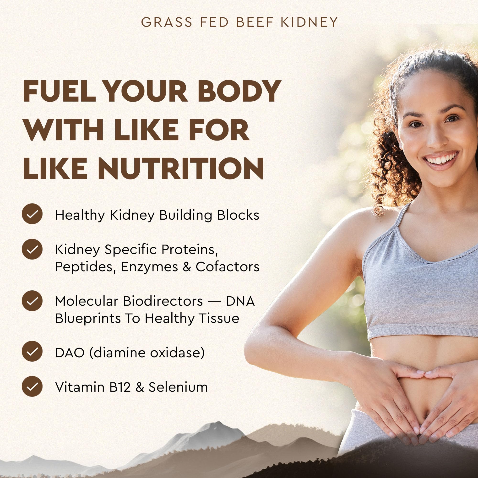 Ancestral Supplements Grass Fed Beef Kidney – 3000mg DAO Enzyme, Kidney & Histamine Support, Selenium & B12, 180 Capsules